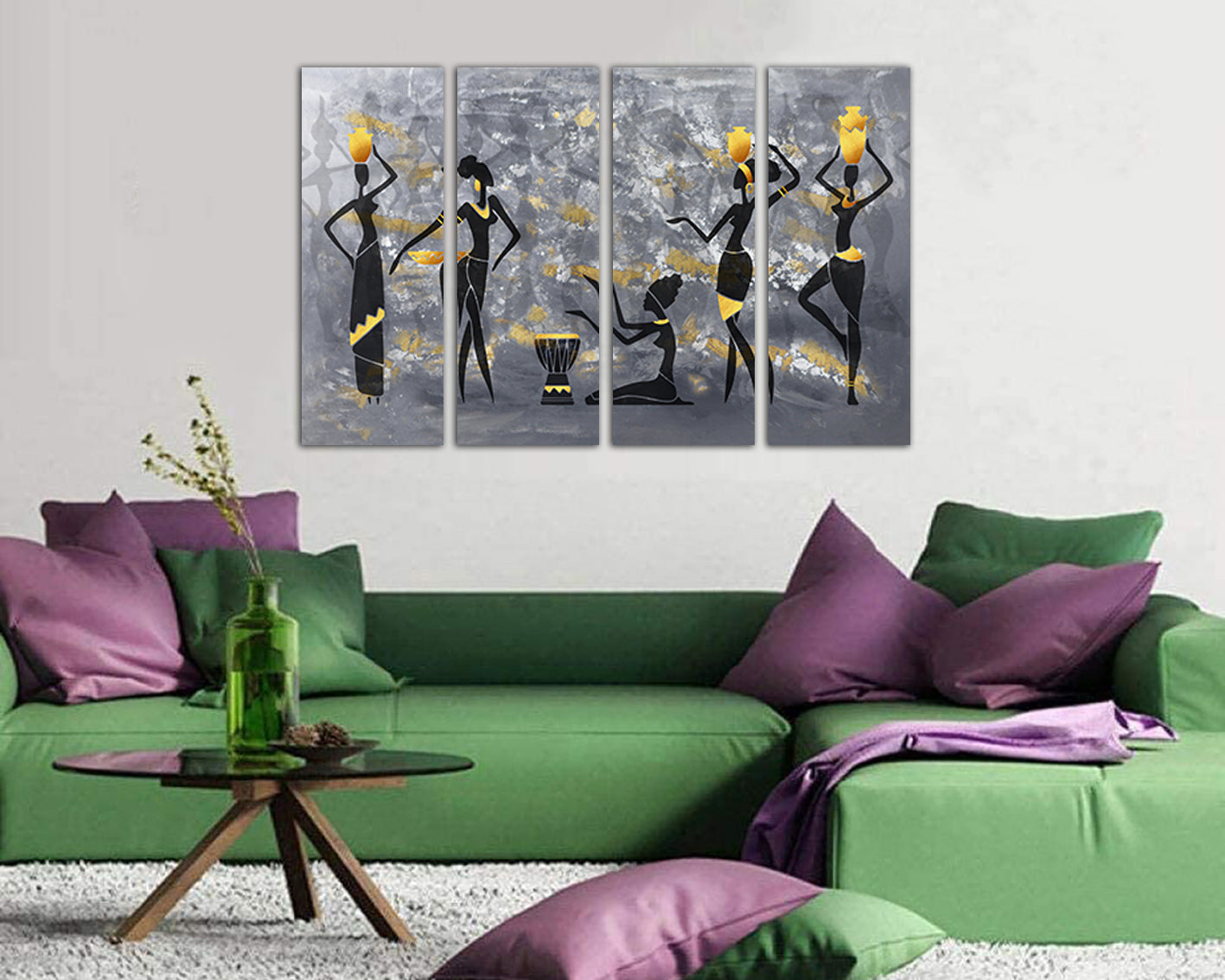 African dancing girl decor Black woman canvas Africa wall art works Ethnic print
