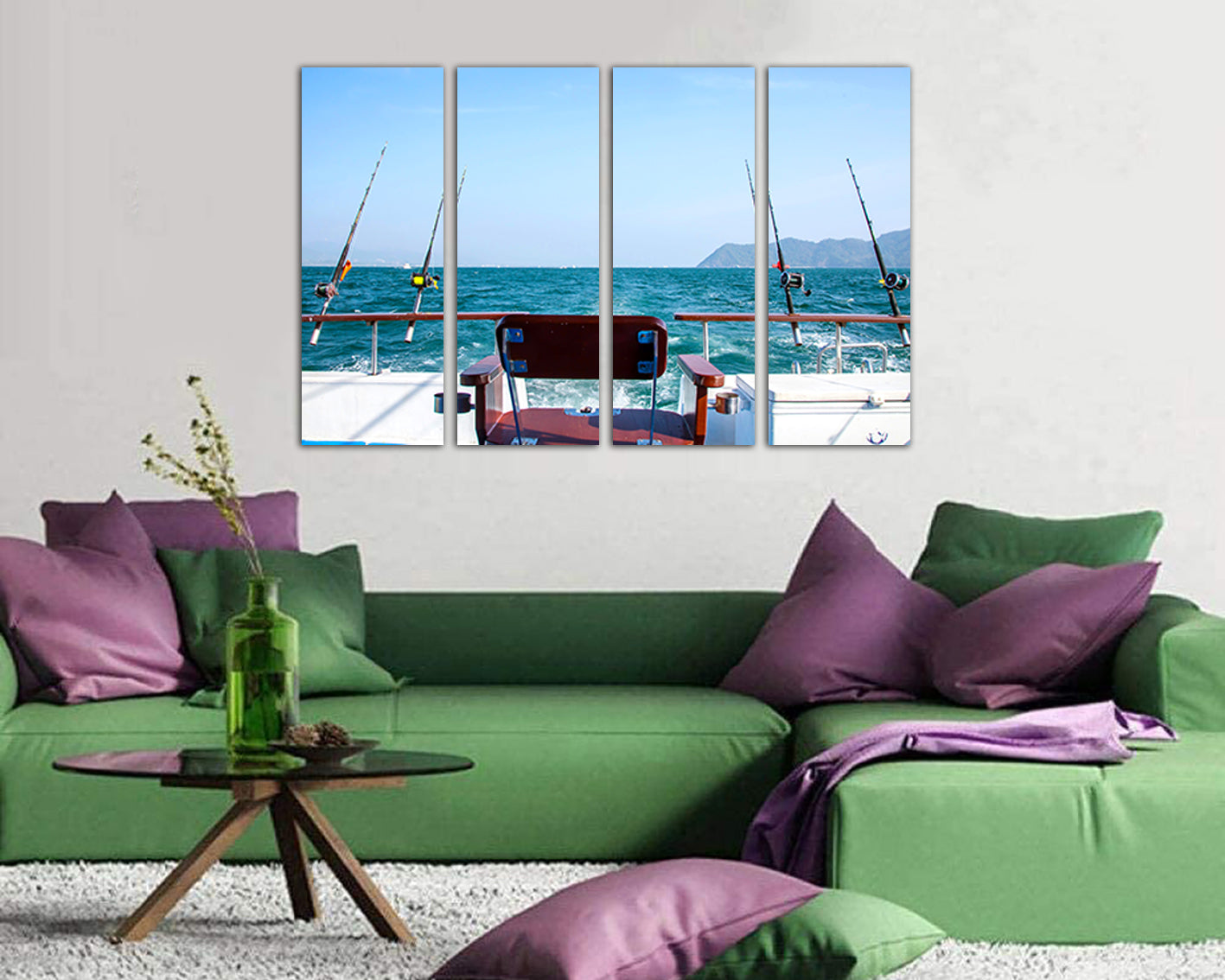 Fishing canvas Gift for fisherman Seascape Fishing rods art works