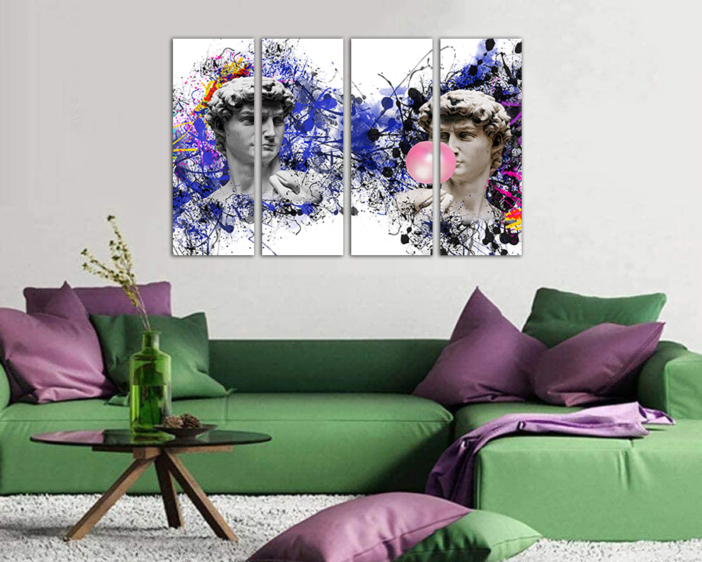 Michelangelo canvas David gift art works Bubble gum decor Greek mythology paint splatter
