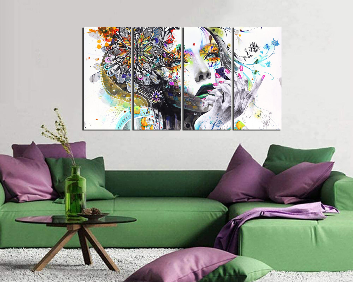 Painting face girl dreams painting print on canvas Abstraction art works