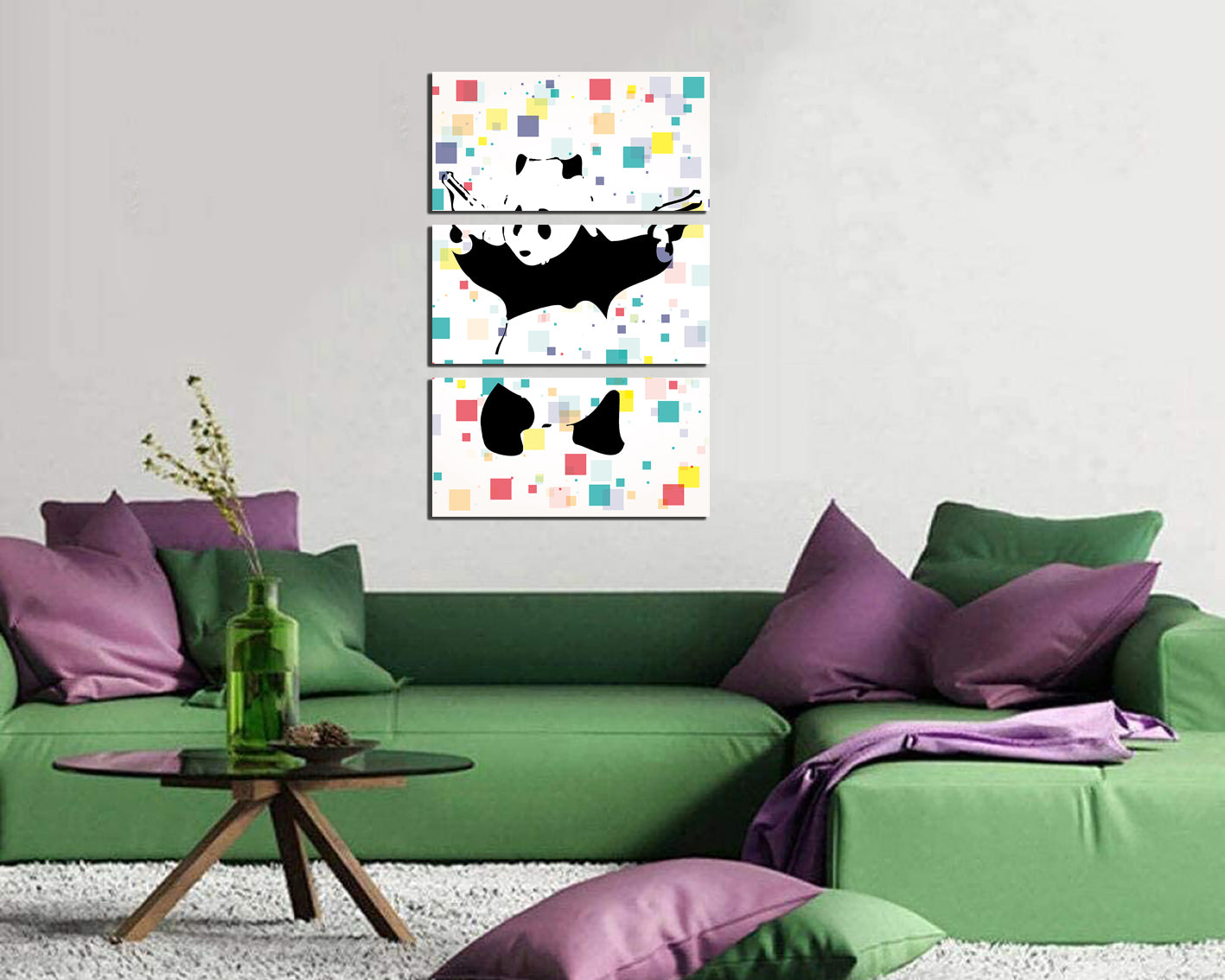 Panda with guns canvas Street art Shooting panda wall art gift Graffiti artwork Mural decor