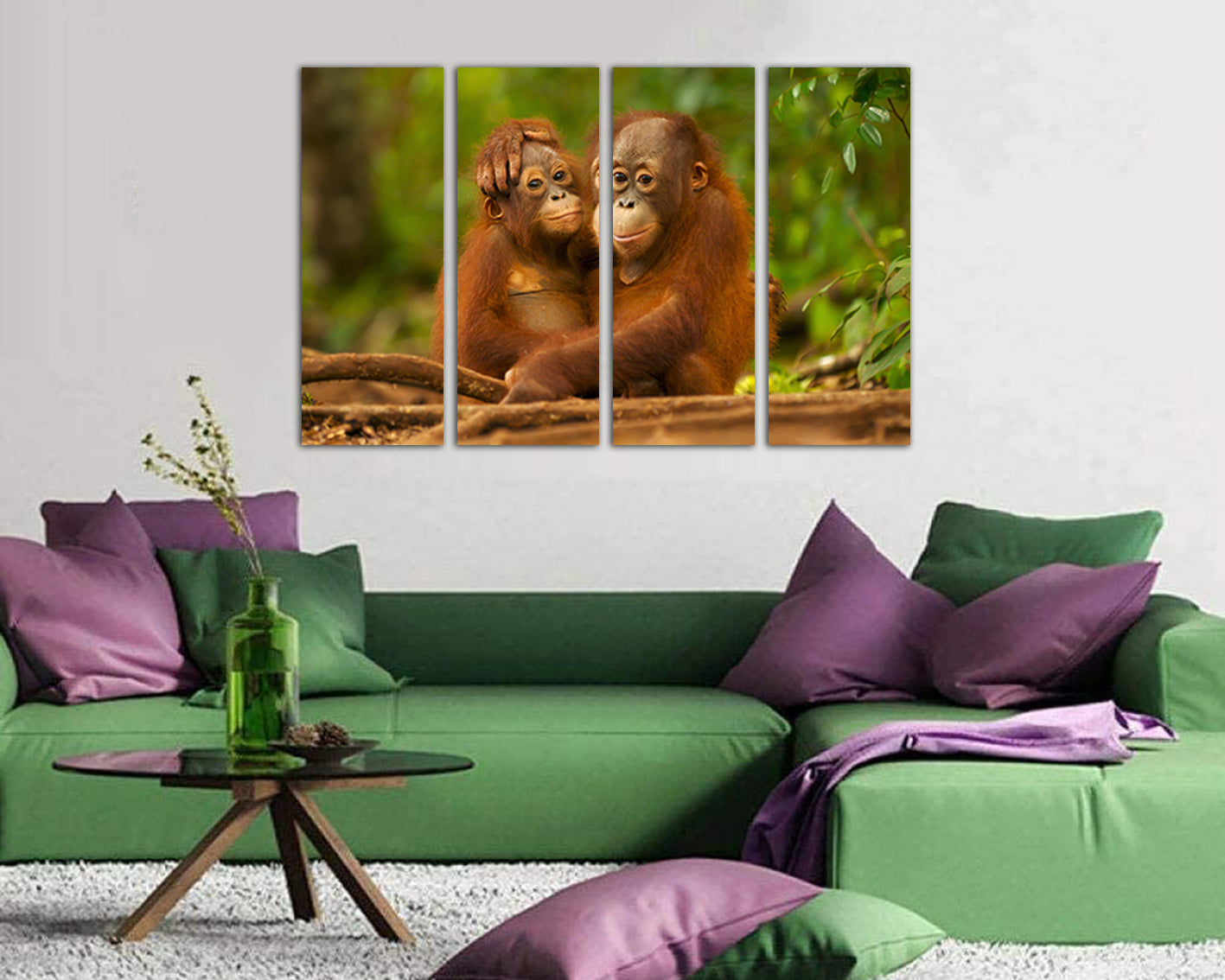 Orangutan print on canvas Monkey wall art Africa animals decor Nursery gift