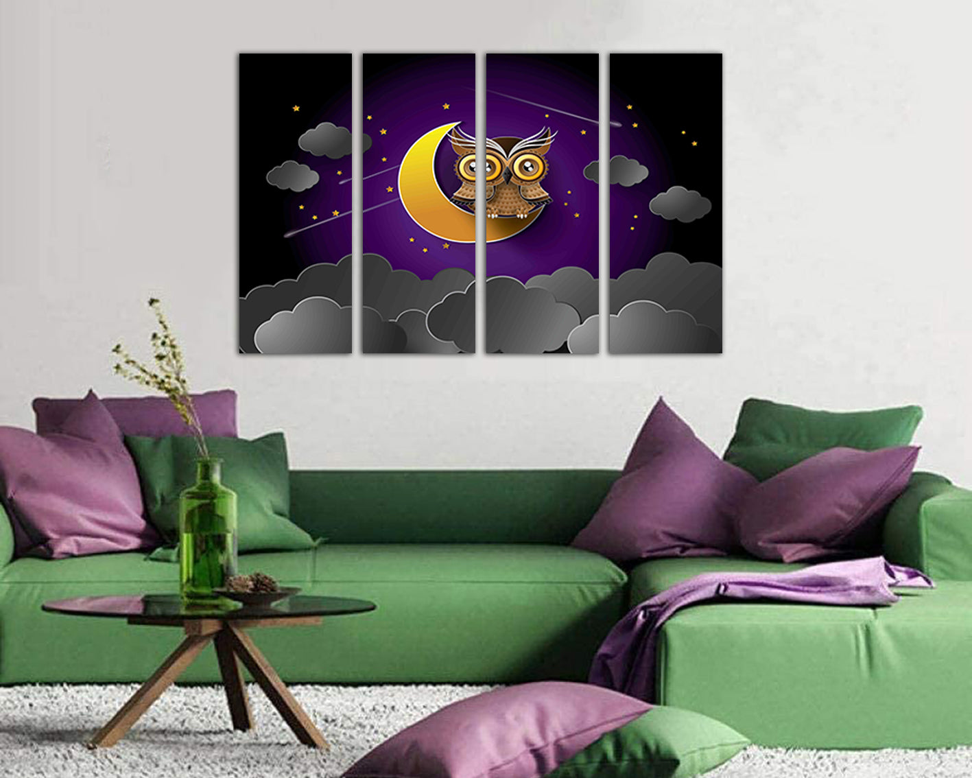 Owl baby print on canvas Kids wall decor Fantasy bedroom Baby gift