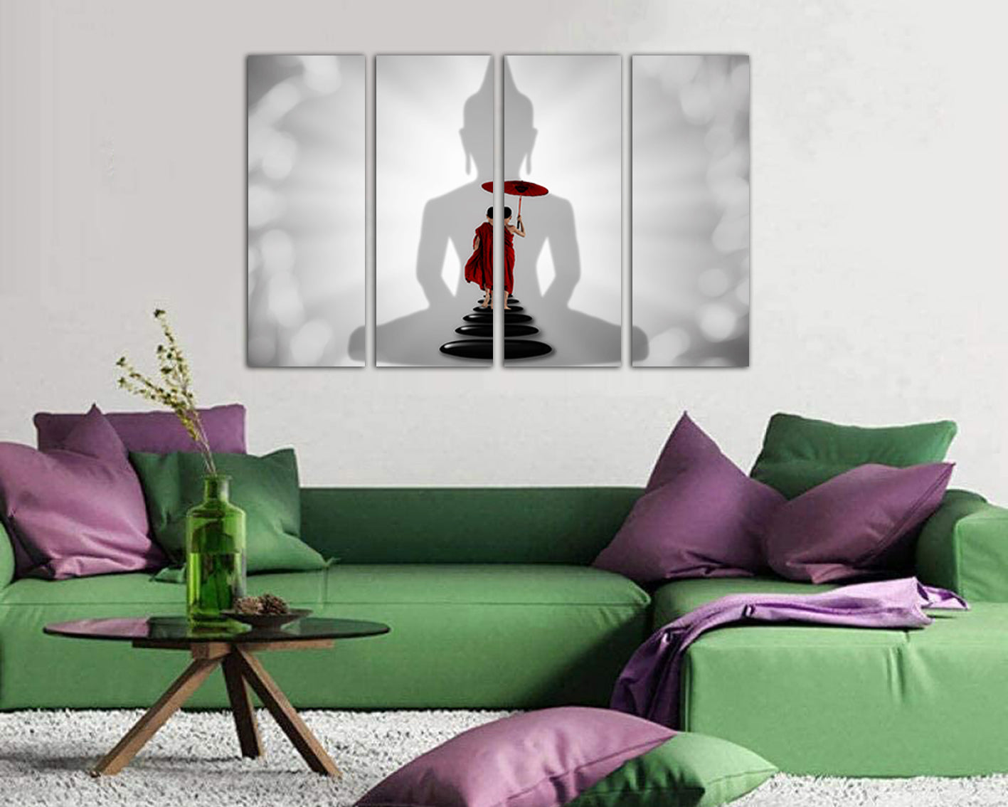 Buddha canvas Zen wall art Monk decor Stone print Chakra gift for her Meditation Yoga spiritual