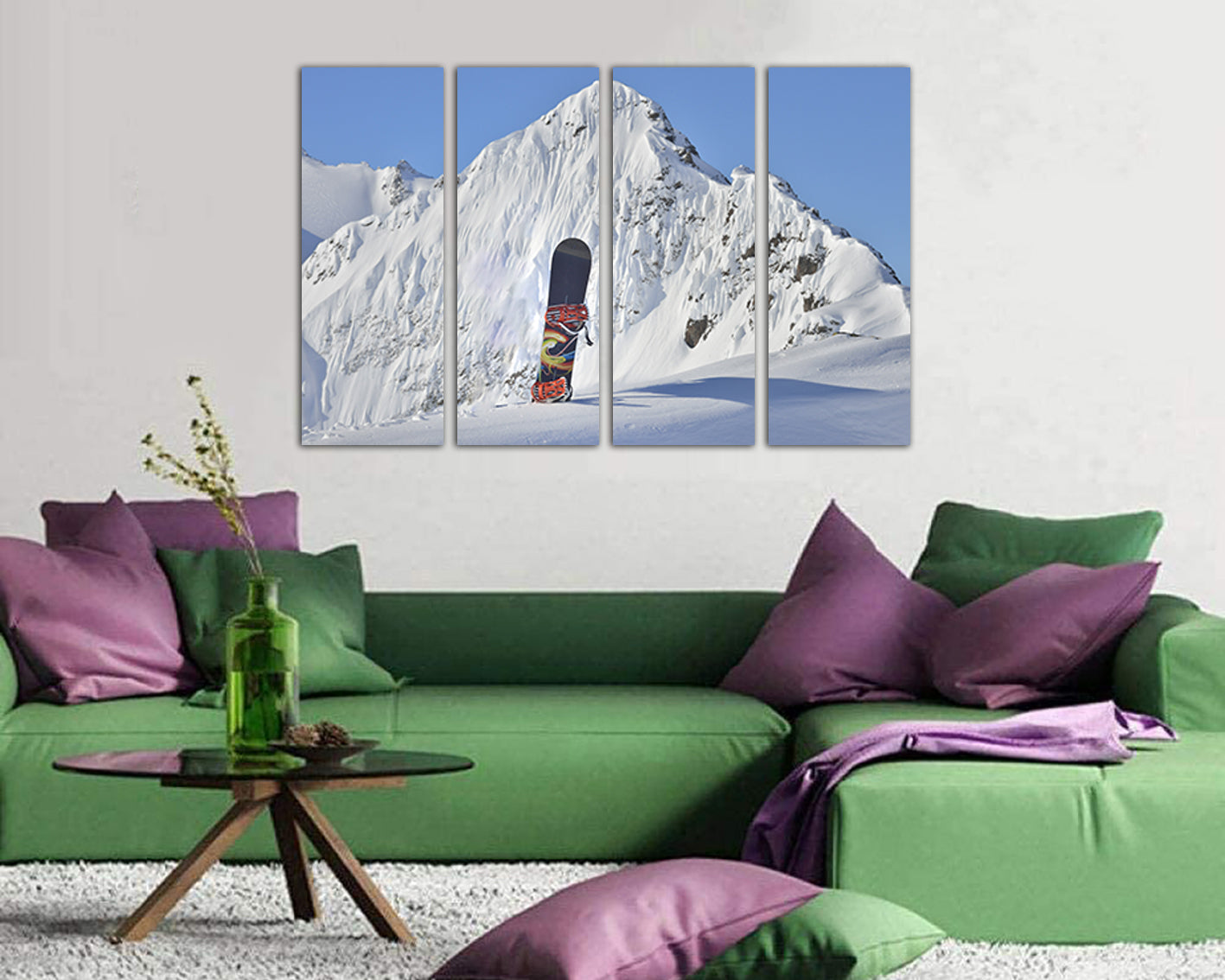 Snowboard print Wall art canvas Sports décor Snowboarding art Snow mountains