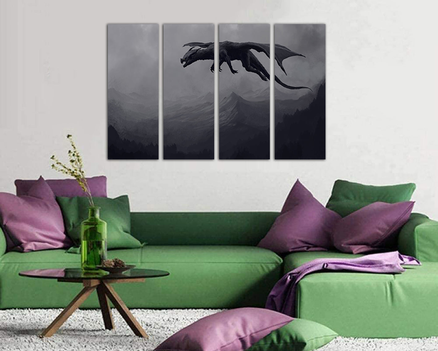 Dragon print on canvas Dragon print Nursery decor Kids wall art Fantasy photo