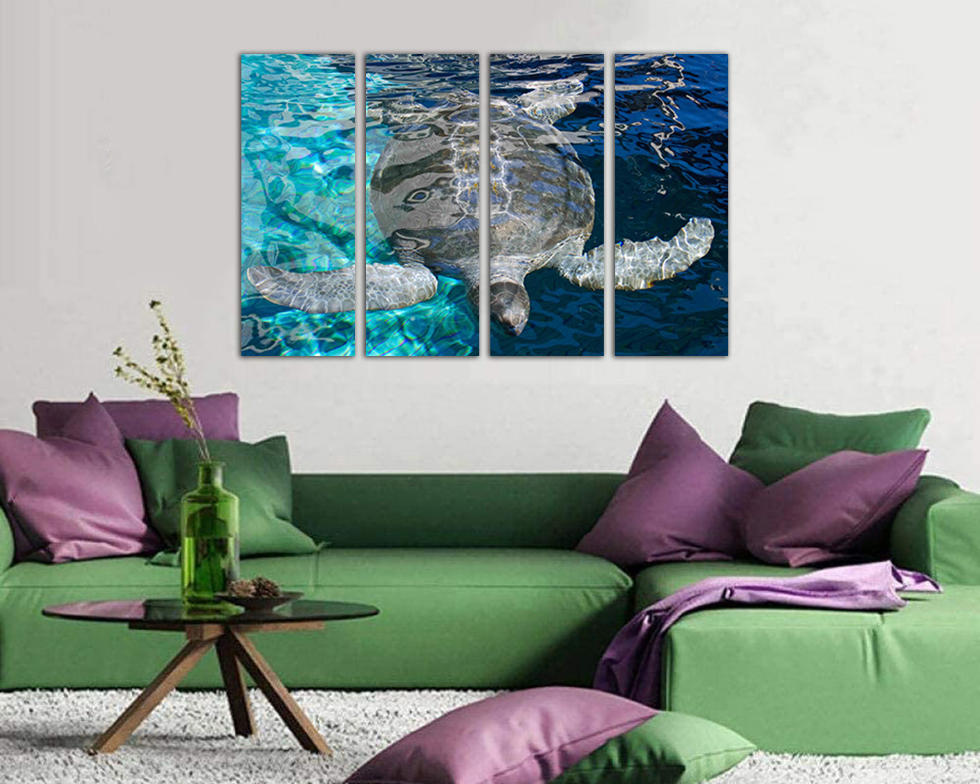 Turtle print Wall art canvas Sea animals decor Ocean life artwork Sea gift