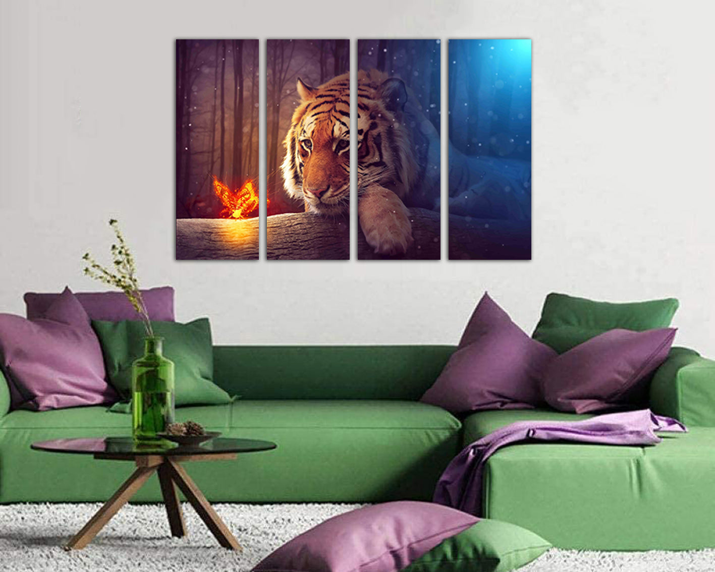 Tiger canvas Nursery decor Big cats fantasy print Magical art Fairy artwork Kids wall art art