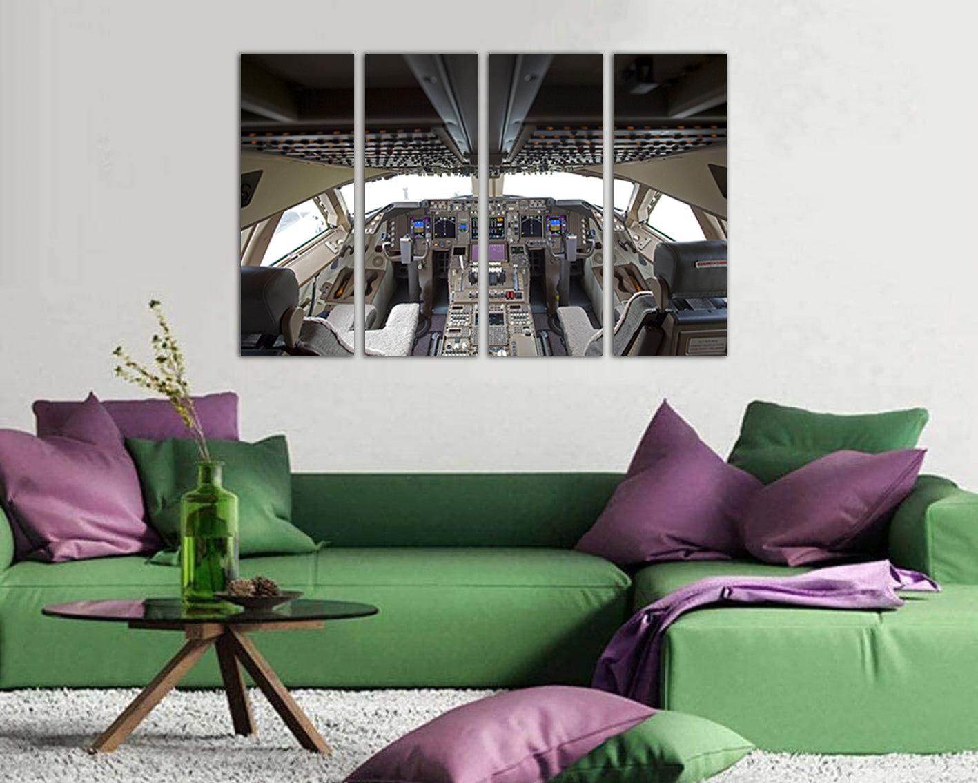 Сockpit Boeing 747 plane canvas Mechanism decor Aircraft print