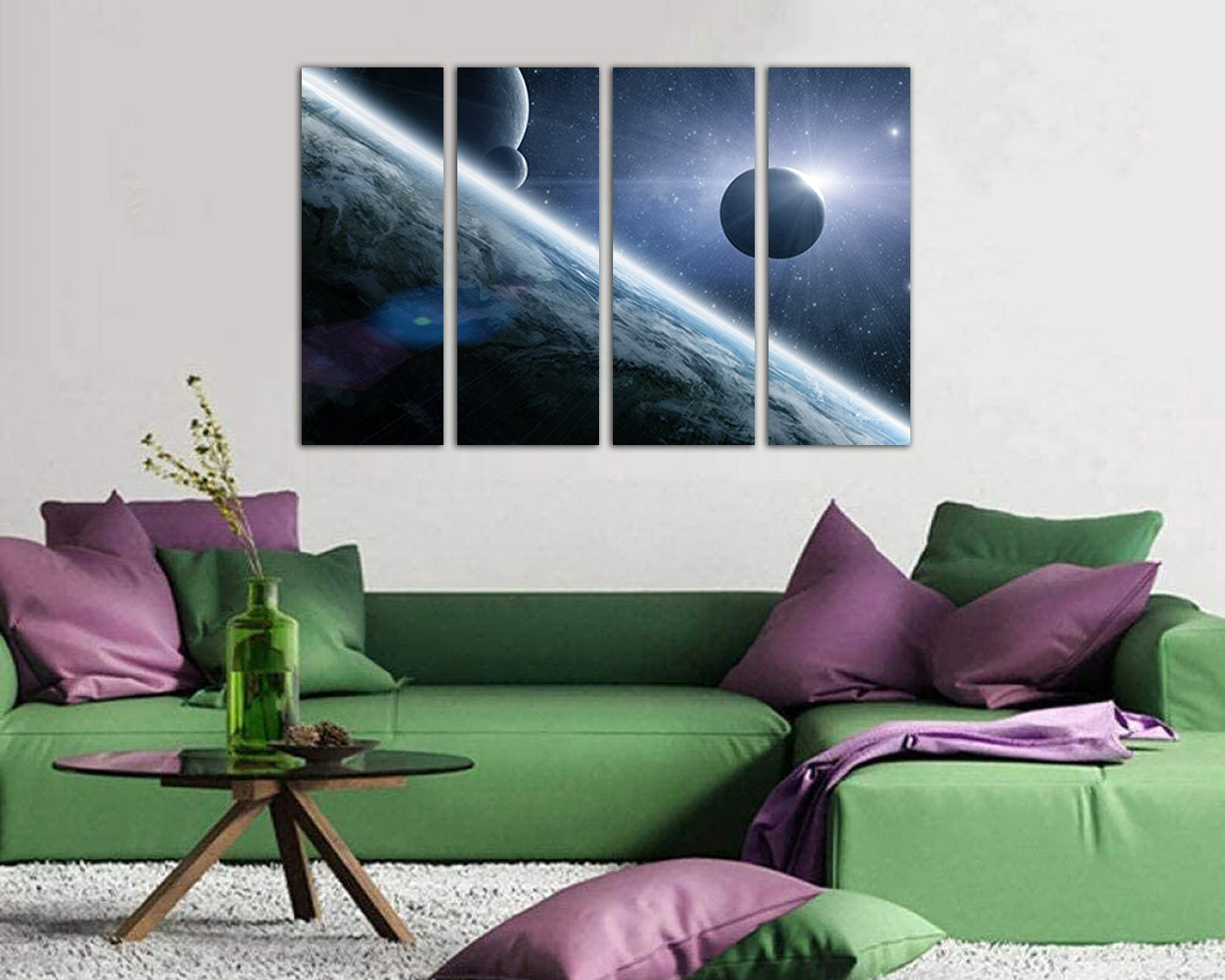 Space Planet canvas Nursery wall decor Art for kids room