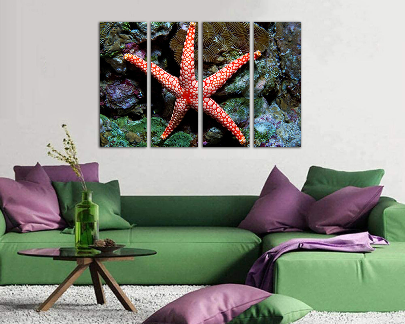 Starfish print on canvas Fish decor Nautical wall art Ocean artwork Animals picture