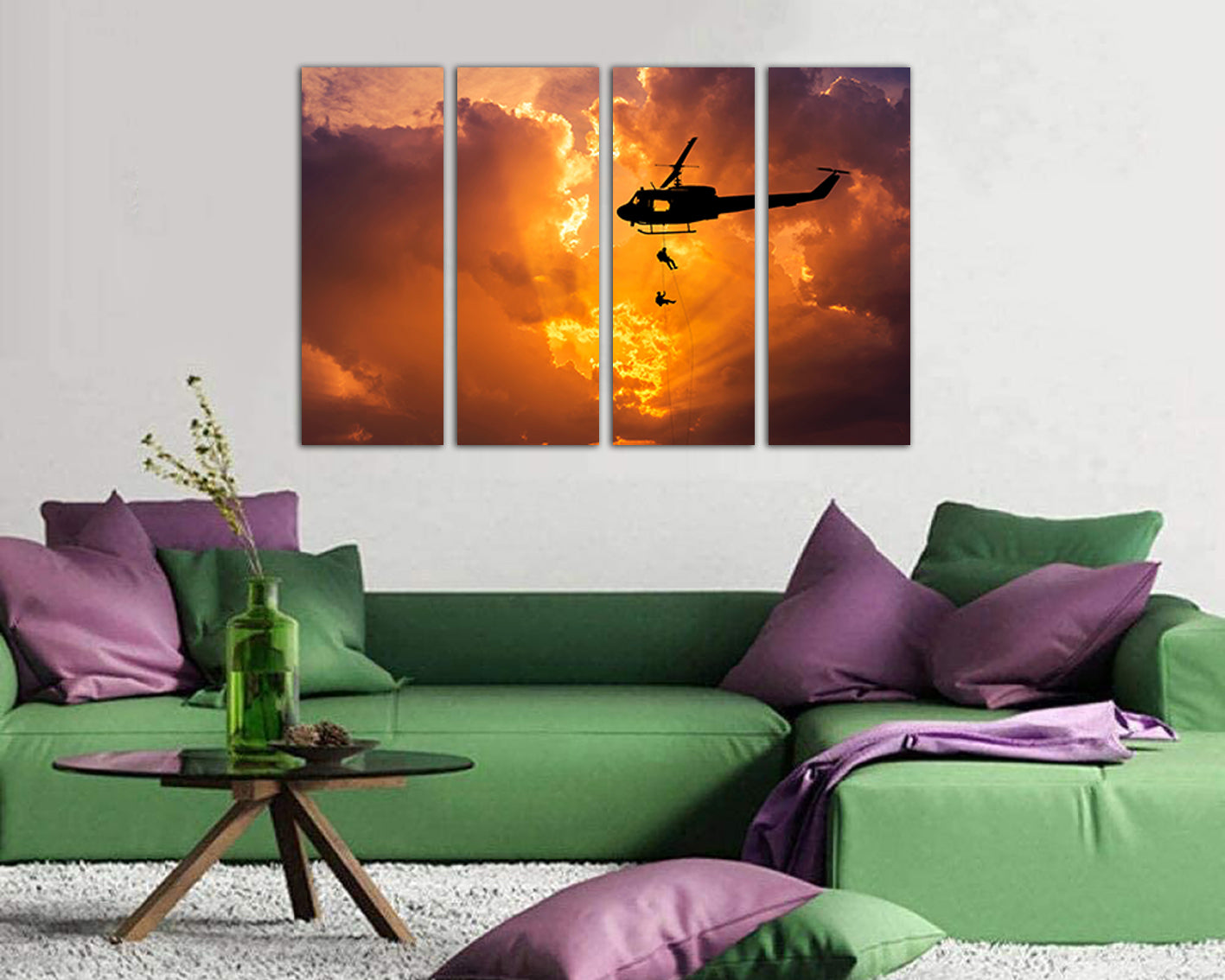 Helicopter canvas Army print Mechanism decor Aircraft gift boy room aviation