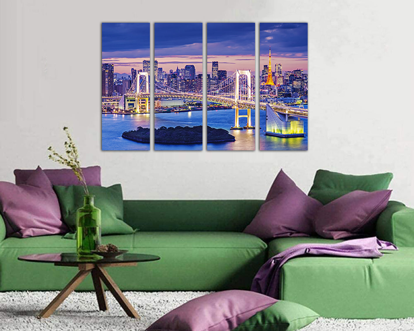 Tokyo canvas Rainbow bridge City wall art Japan gift Travel photo