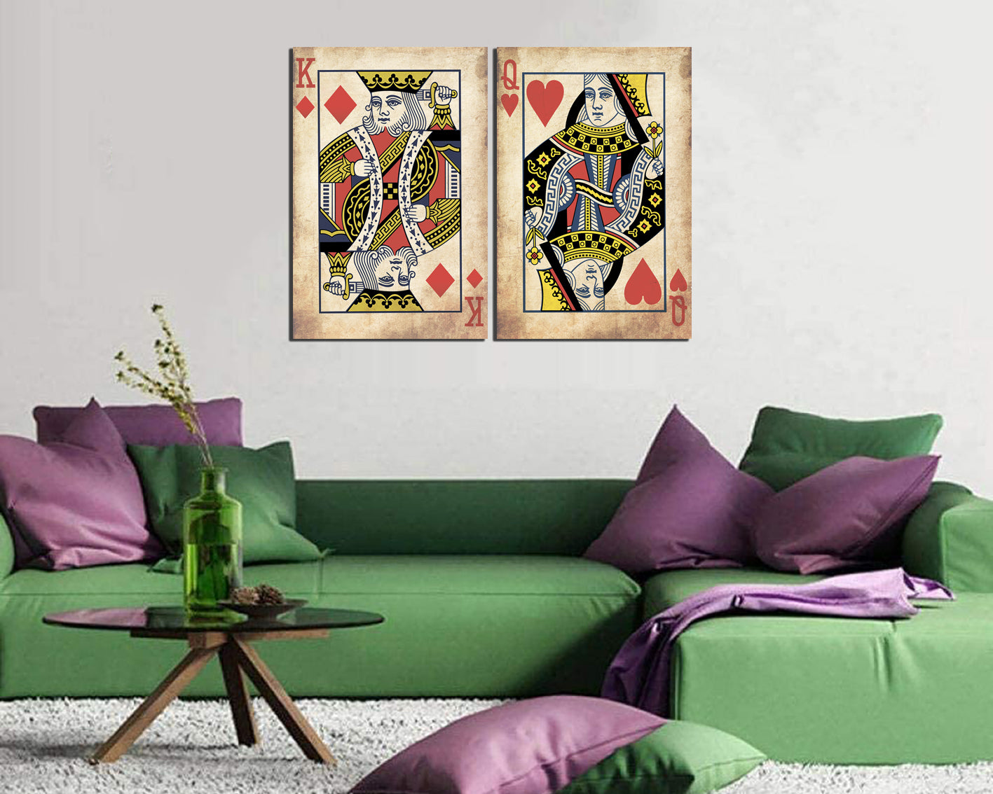 King and Queen Wall Art Canvas Playing Card Print Wedding Gift Royal Couple Bedroom Decor Casino Poster Anniversary Gift His and Her Decor
