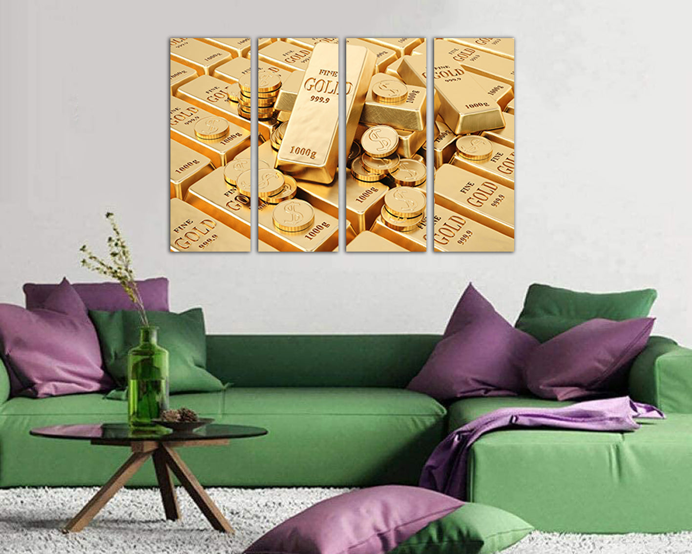 Gold ingot art print on canvas Bank Finance wall decor Metal gifts for her Bitcoin gift King of metals
