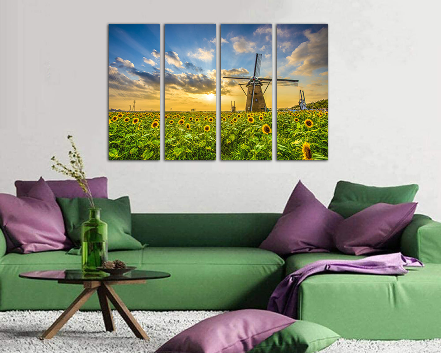 Sunflower canvas Floral wall decor Botanical print Flower nature art