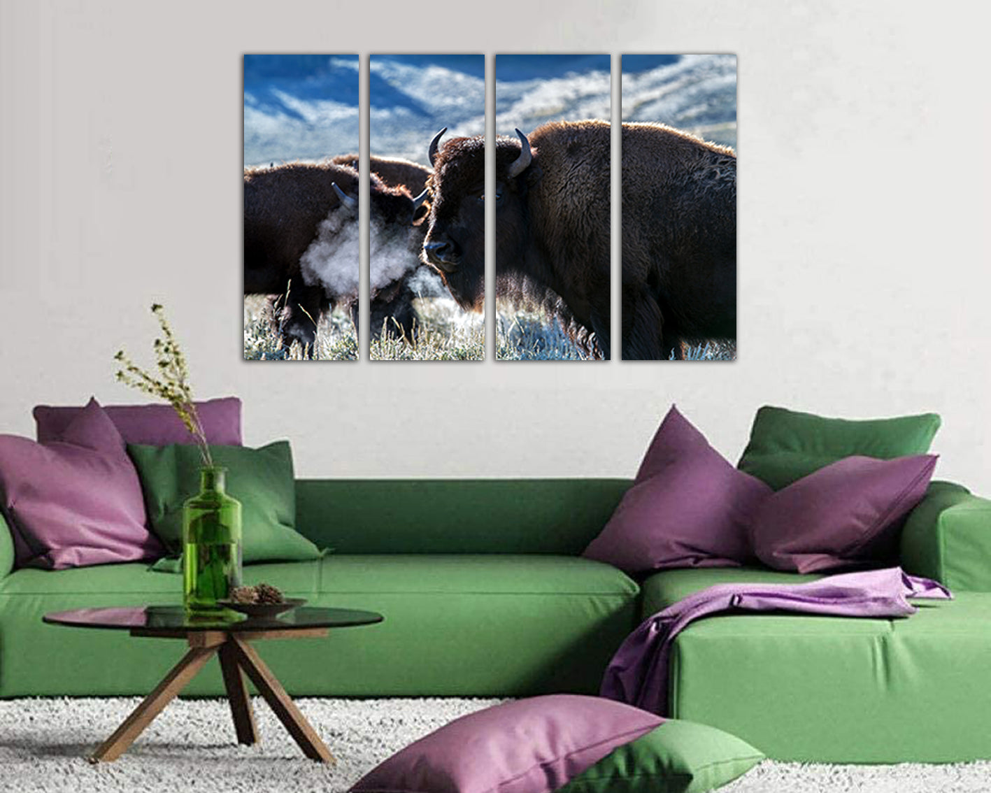 Buffalo canvas Animal decor Nature print American bison Ready to hang