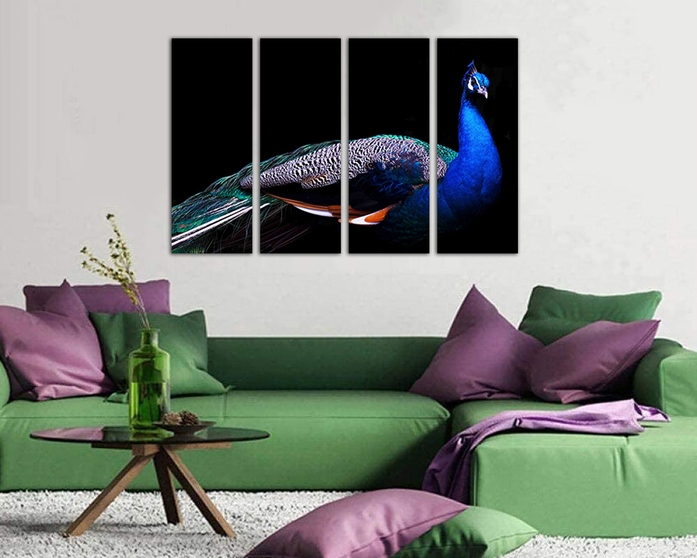 Large canvas set Peacock print Animal decor Bird artwork Gift nursery art