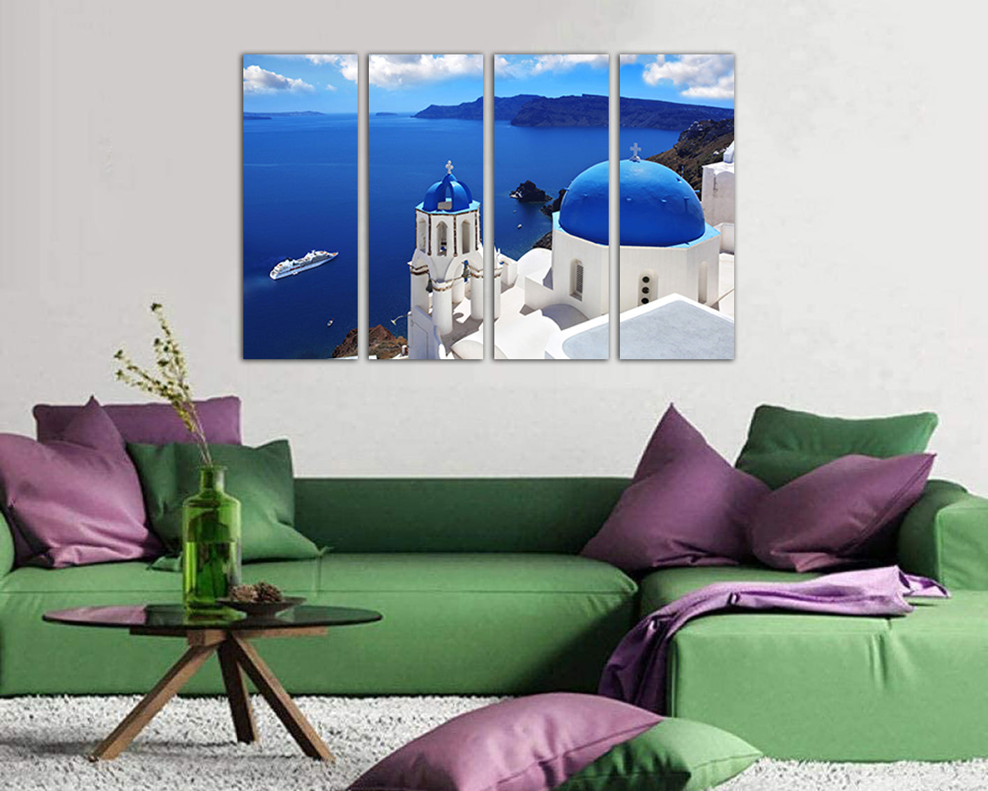 Santorini print Greece canvas Travel wall art