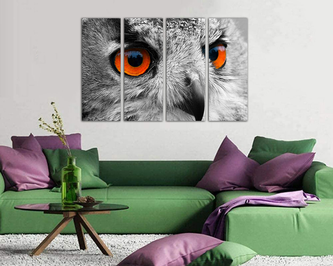 Owl eyes print Animals decor Home canvas Gift bird art