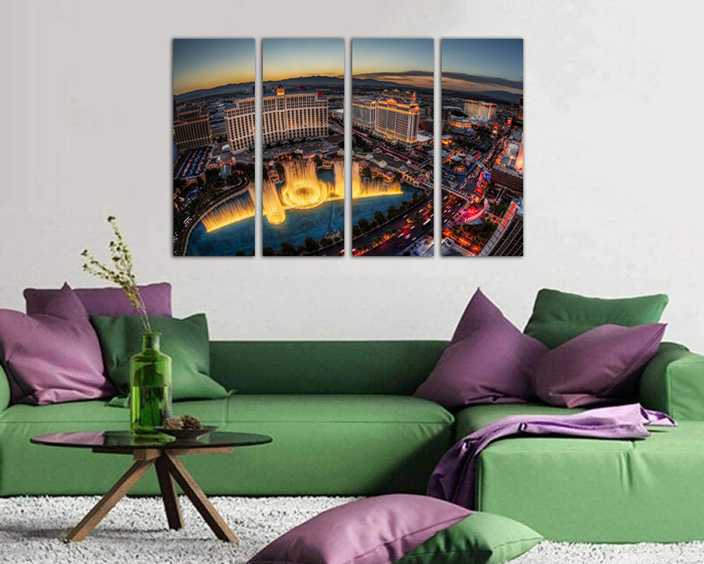 Las Vegas canvas Bellagio Fountain décor Skyscraper art Travel print
