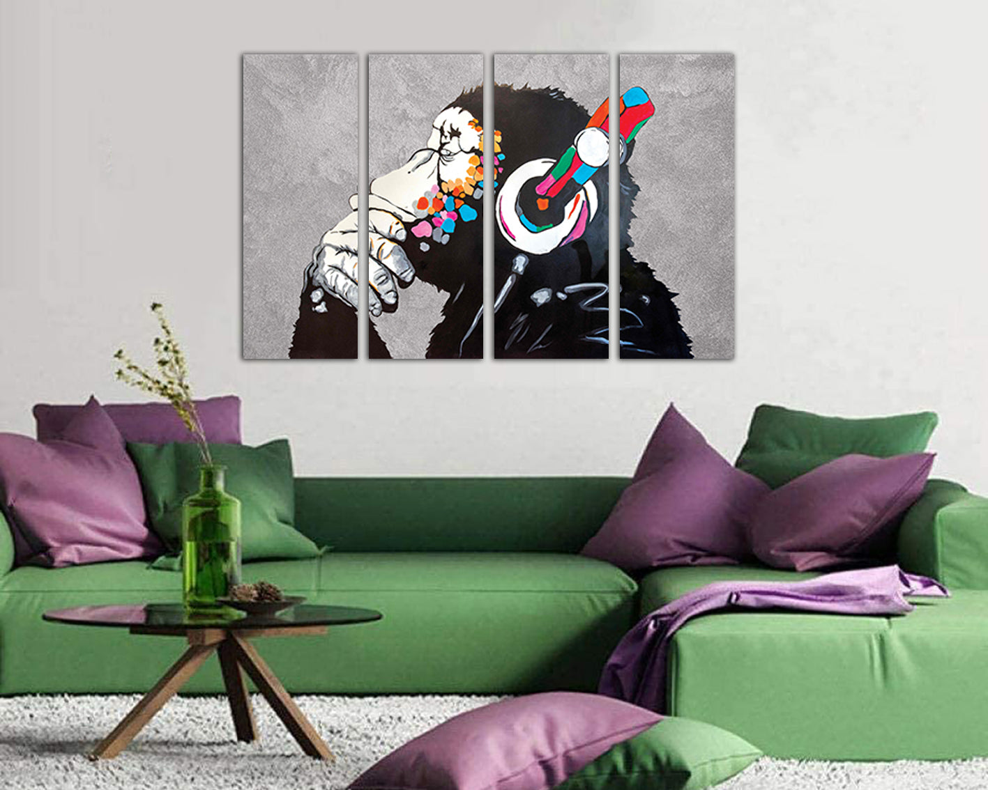 Dj Monkey canvas Music print art decor Graffiti artwork Ready to hang