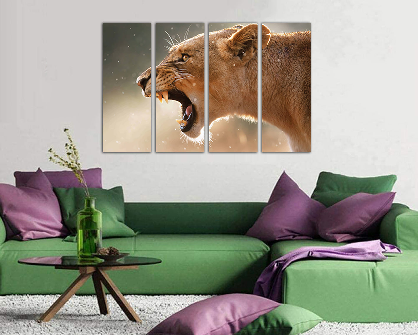 Lion print Wild cat canvas Wild life gift Ready to hang