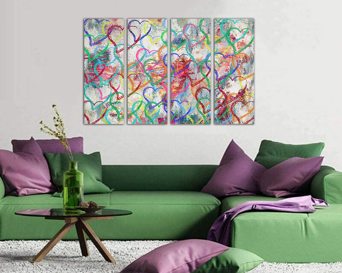 Heart canvas Graffiti print decor Love artwork Girl room art Gift for boyfriend