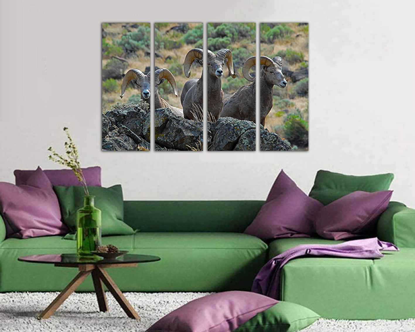 Bighorn sheep Animal decor canvas set Oregon print Mountain goat
