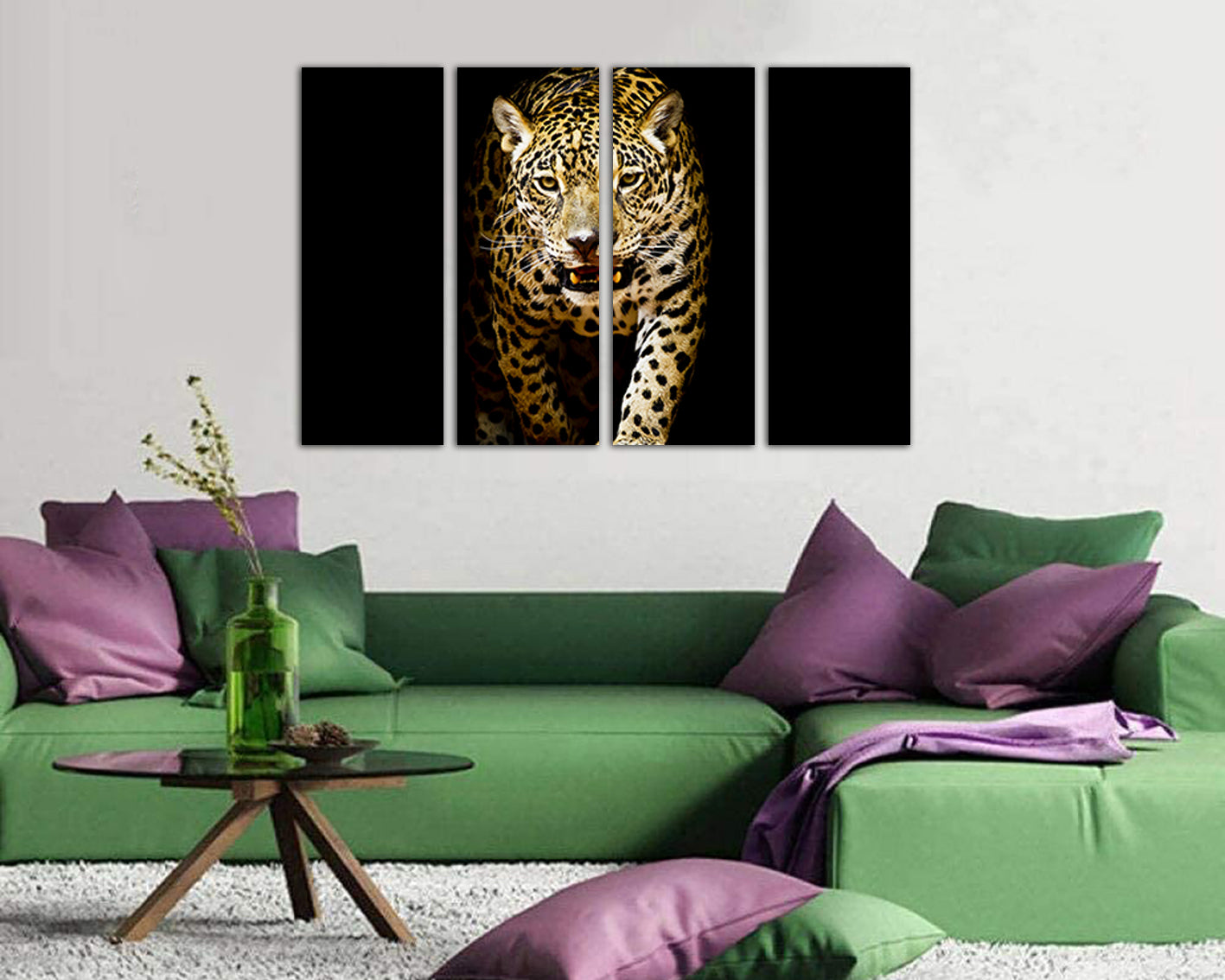 Leopard print art canvas set Animals décor Wild cat artwork