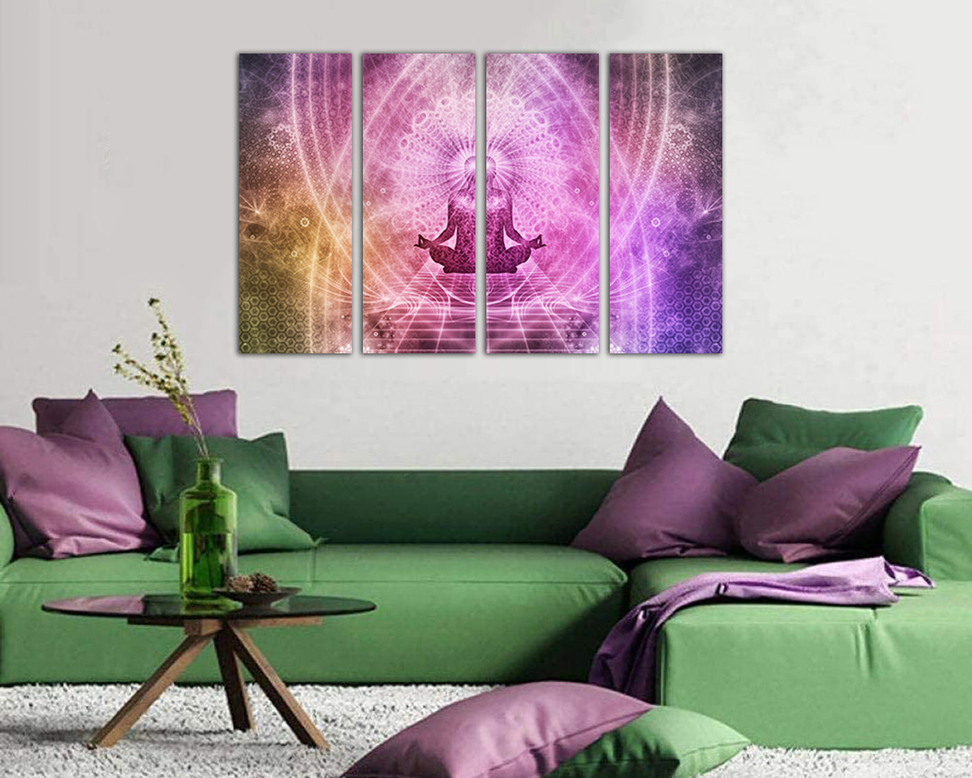 Chakra energy wall art Large canvas set Spiritual print Esoteric artwork Mandala décor Yoga studio photo