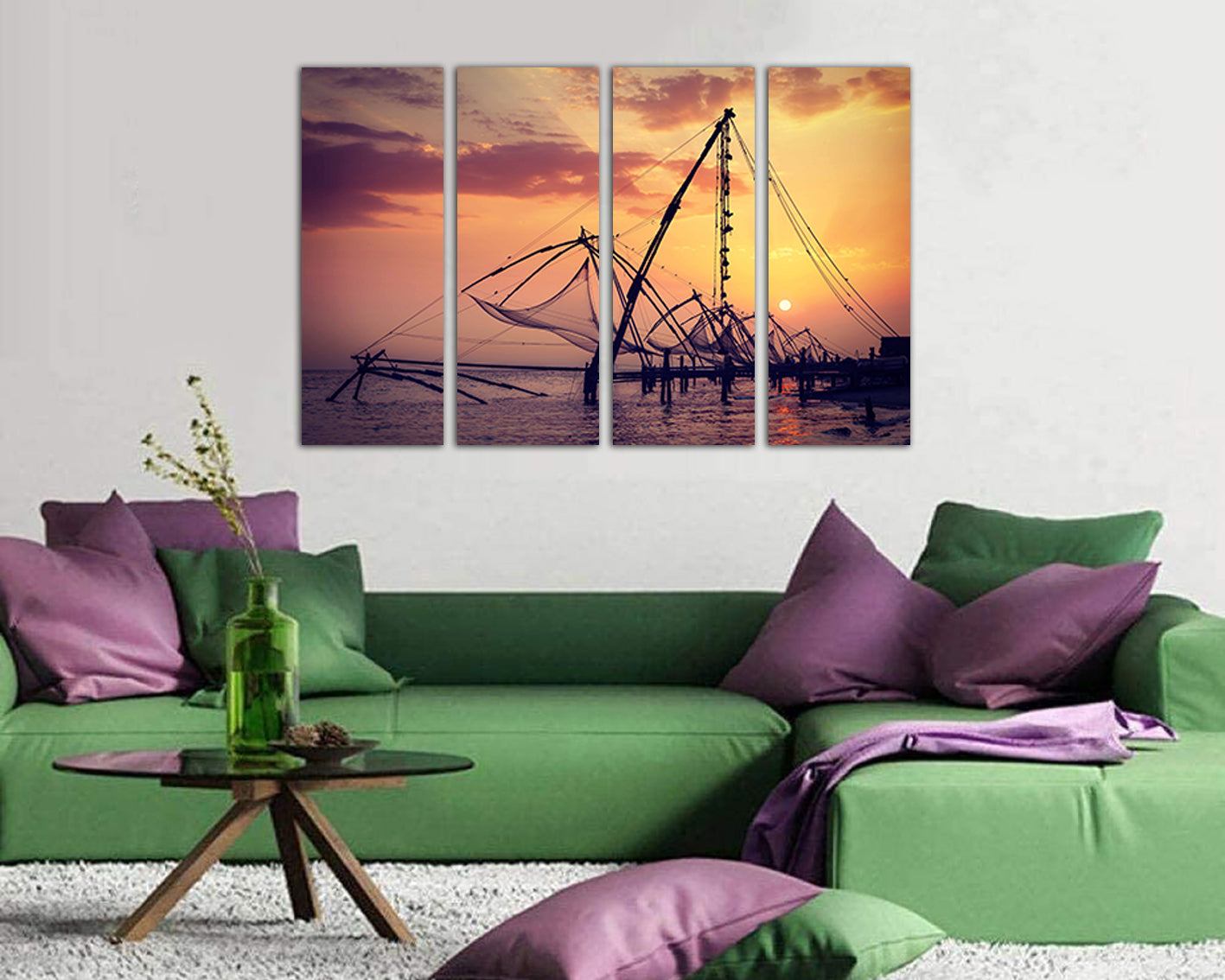 Fishing nets canvas Fisherman gift Sea fishing Ocean art works Fishing gear Seascape