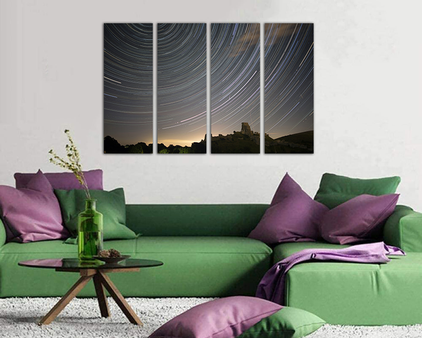 Meteor shower print Starry sky décor Sky canvas set Nursery nature art Comet artwork