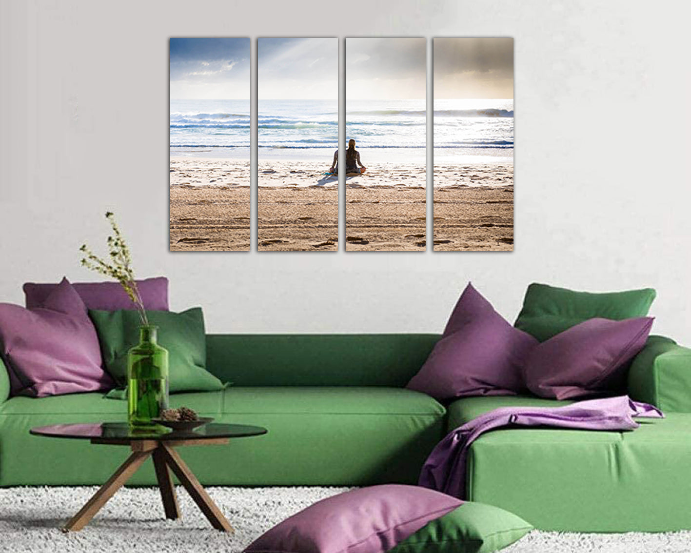 Beach Meditation canvas Spiritual print wall art Water artwork Ocean gift print