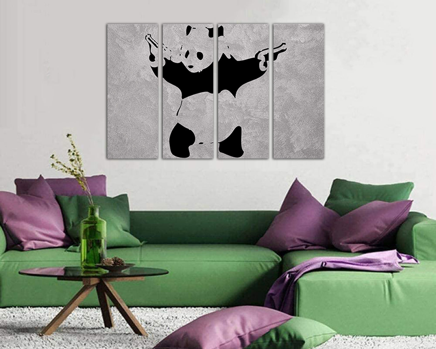 Panda with guns canvas Home wall décor Graffiti prints art Panda gun protest artwork