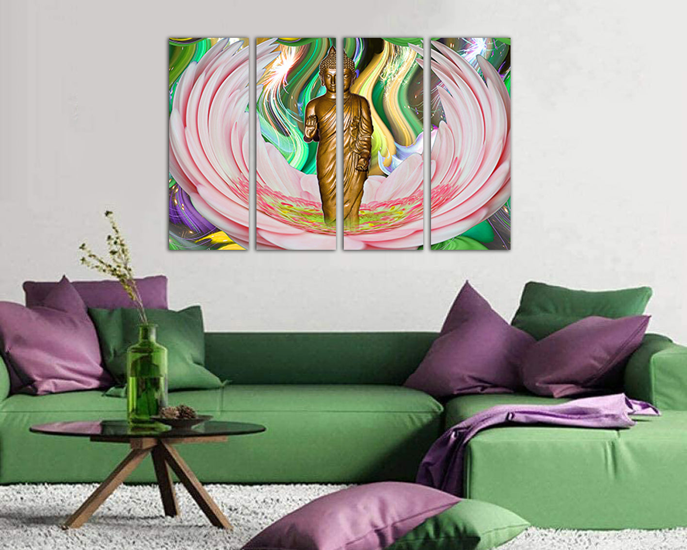 Buddha canvas Spiritual art Yoga Buddhism wall art Meditation decor Lotus flower print