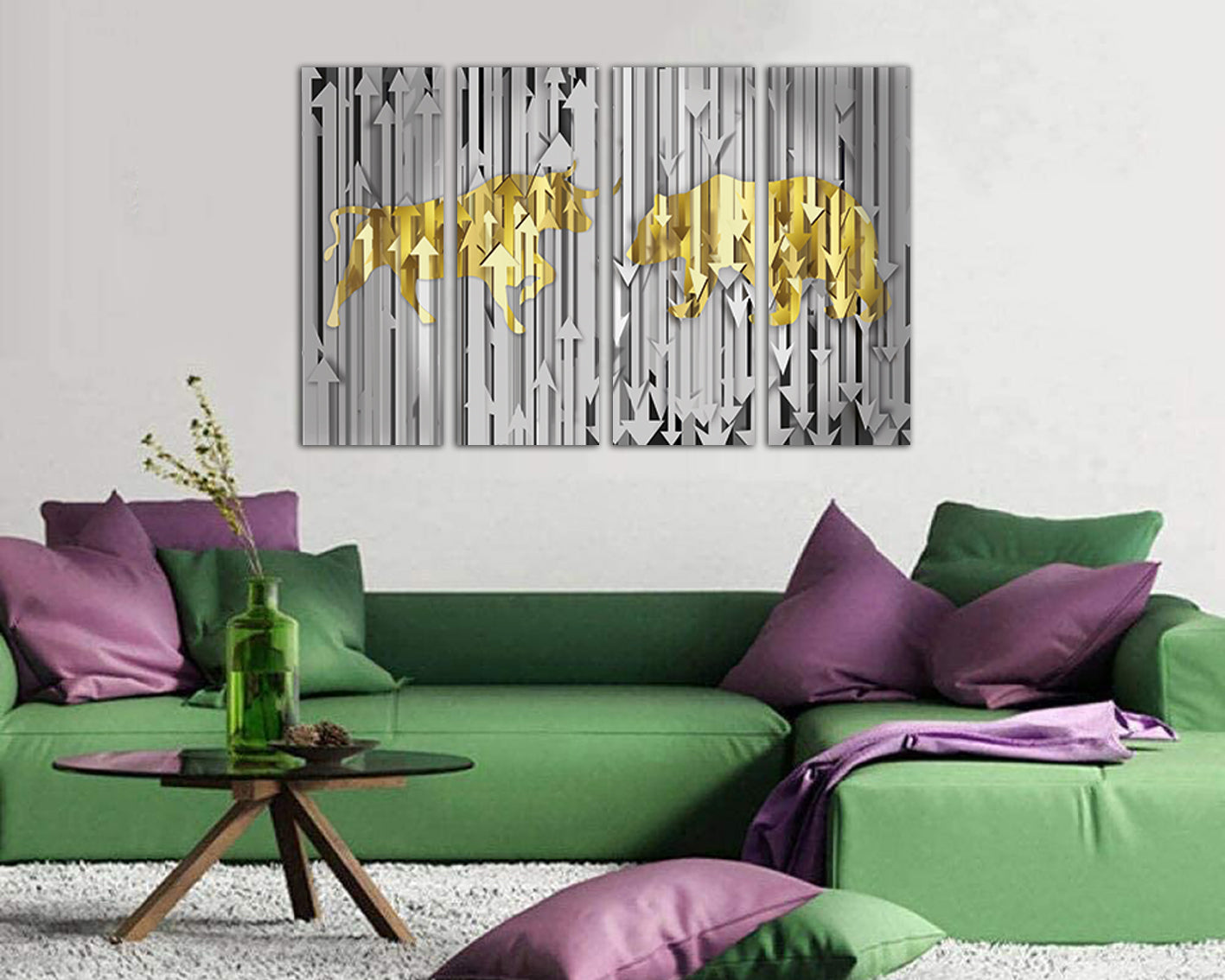 Bull bear Stock market décor Wall street canvas Stock Exchange Charging bull art Business print Trader finance gift