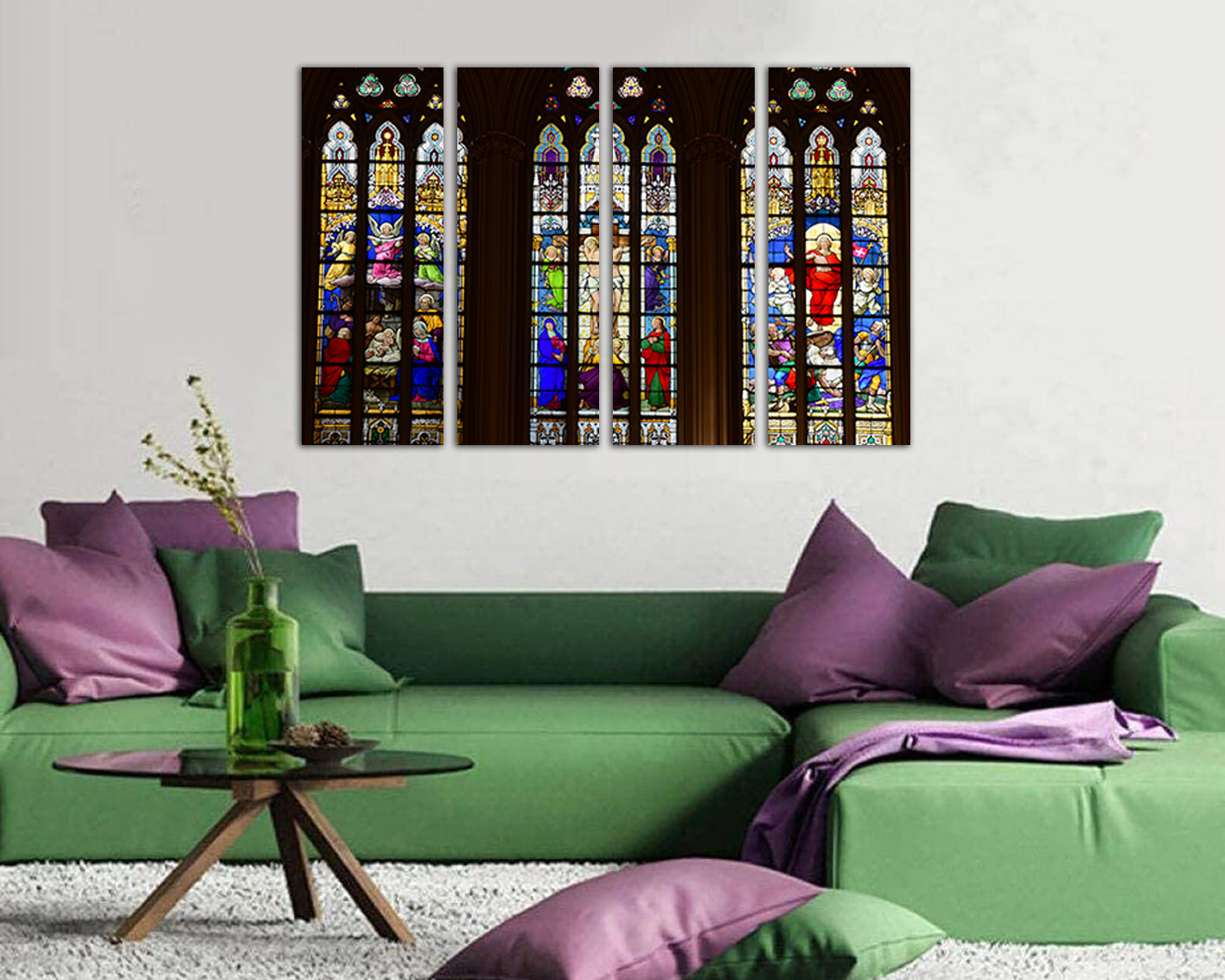 Chartres Religious print Cathedral canvas Stained glass art works Vitraux Jesus shepherd Glass decor Cologne cathedral France print