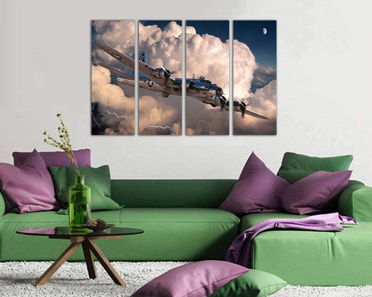 American Aviation print Military Aircraft canvas Airplane wall art Army decor Retro wwii World war plane mechanism
