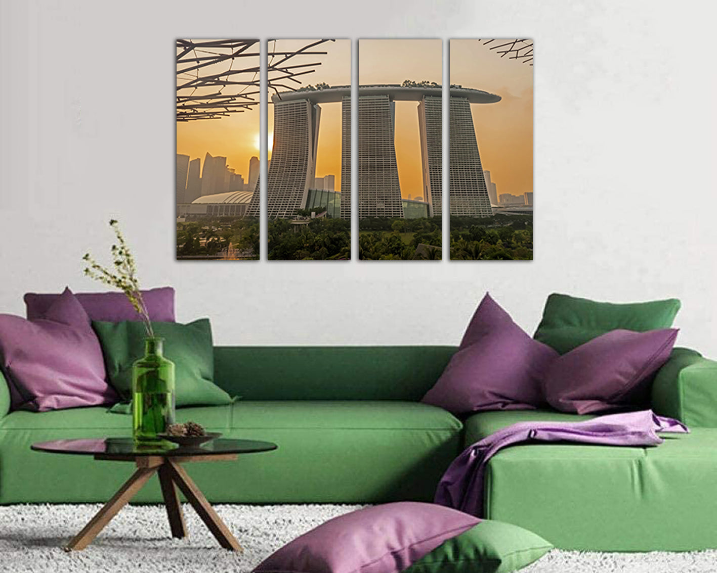 Wall art canvas Singapore print Travel gift city Marina Bay Asia decor
