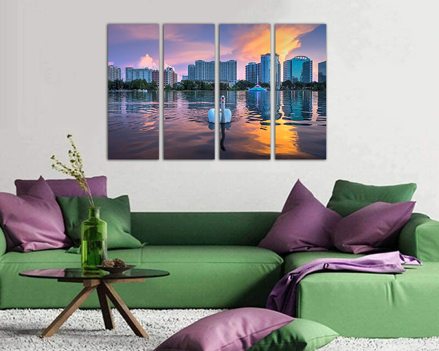 Orlando City Lake Eola park canvas Florida décor Skyscraper wall art travel