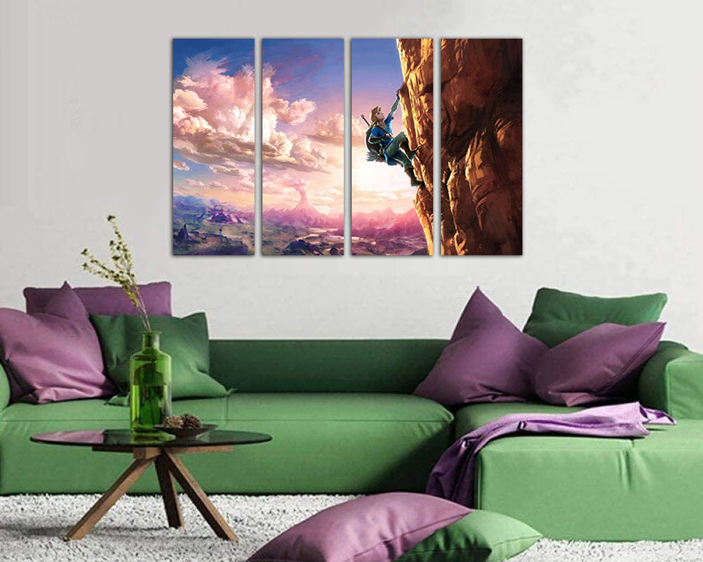 Legend of Zelda print on canvas Game art works kids room ready to hang