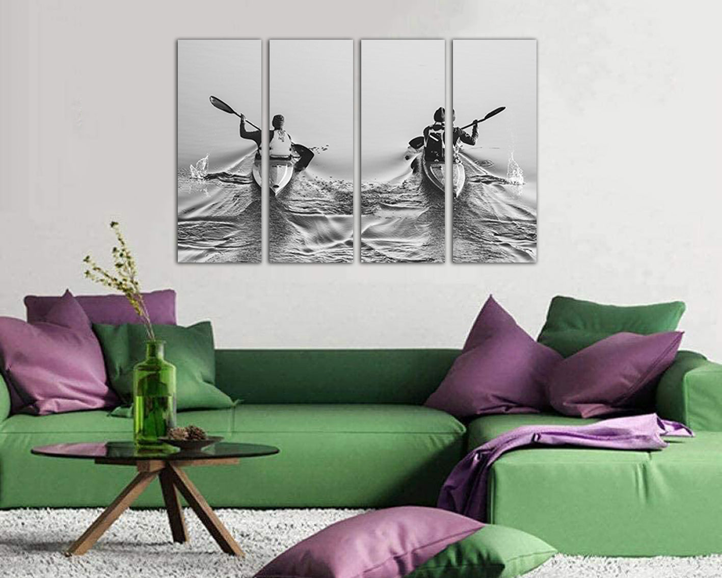 Rowing Wall art canvas Sports décor Canoe print Seascape décor Water artwork