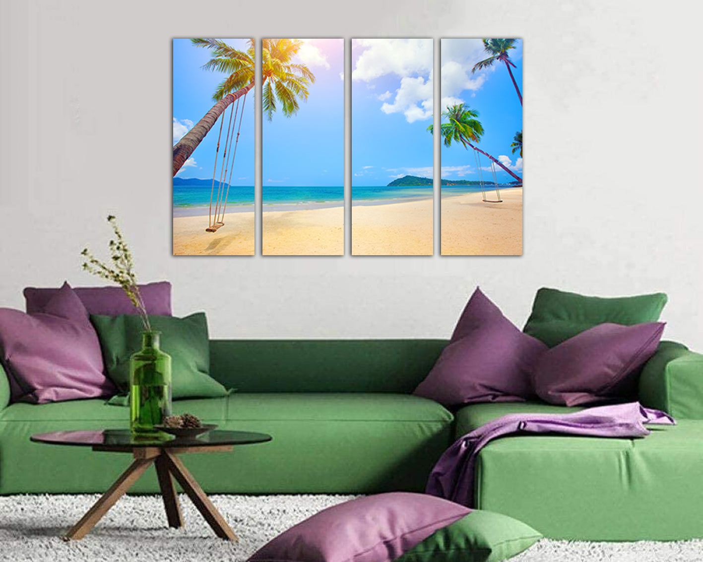 Ocean canvas Beach wall art Palm trees print Nature artwork Travel gift