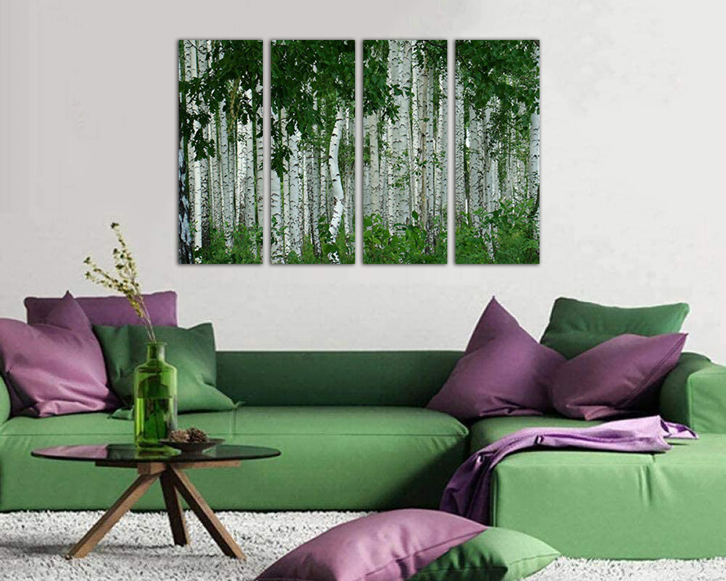 Birch forest art Green wall décor Nature Landscape artwork Ready to hang