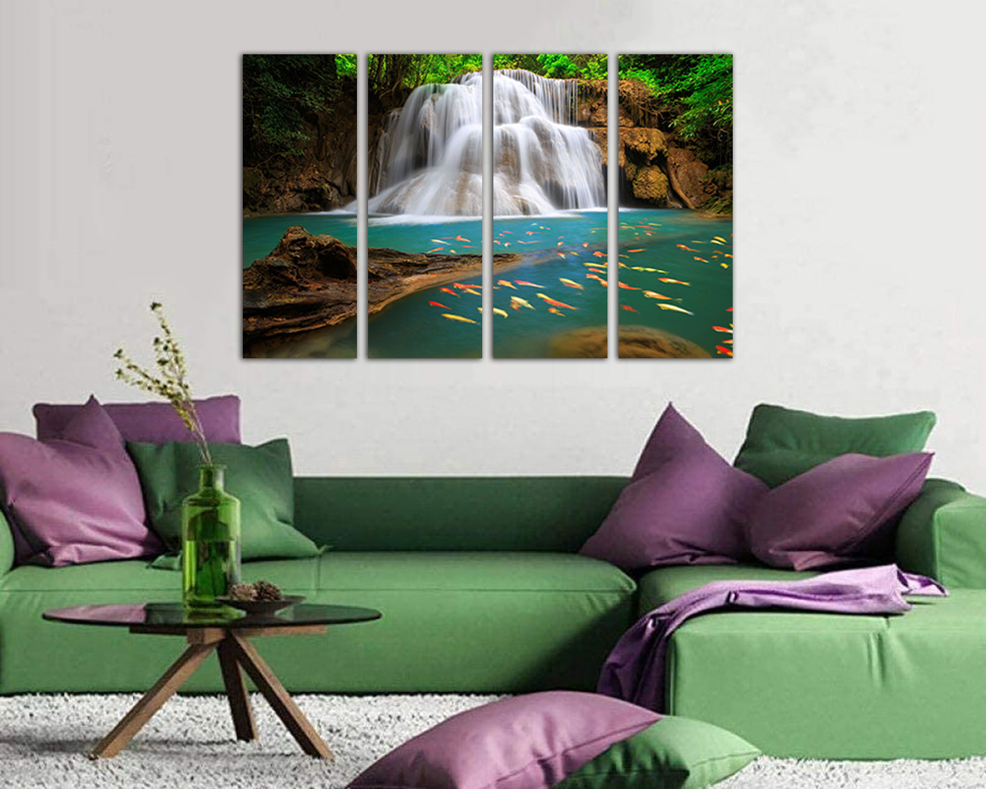 Yosemite fall Wall art canvas National park Waterfall print Lake home decor Fish art Nature picture