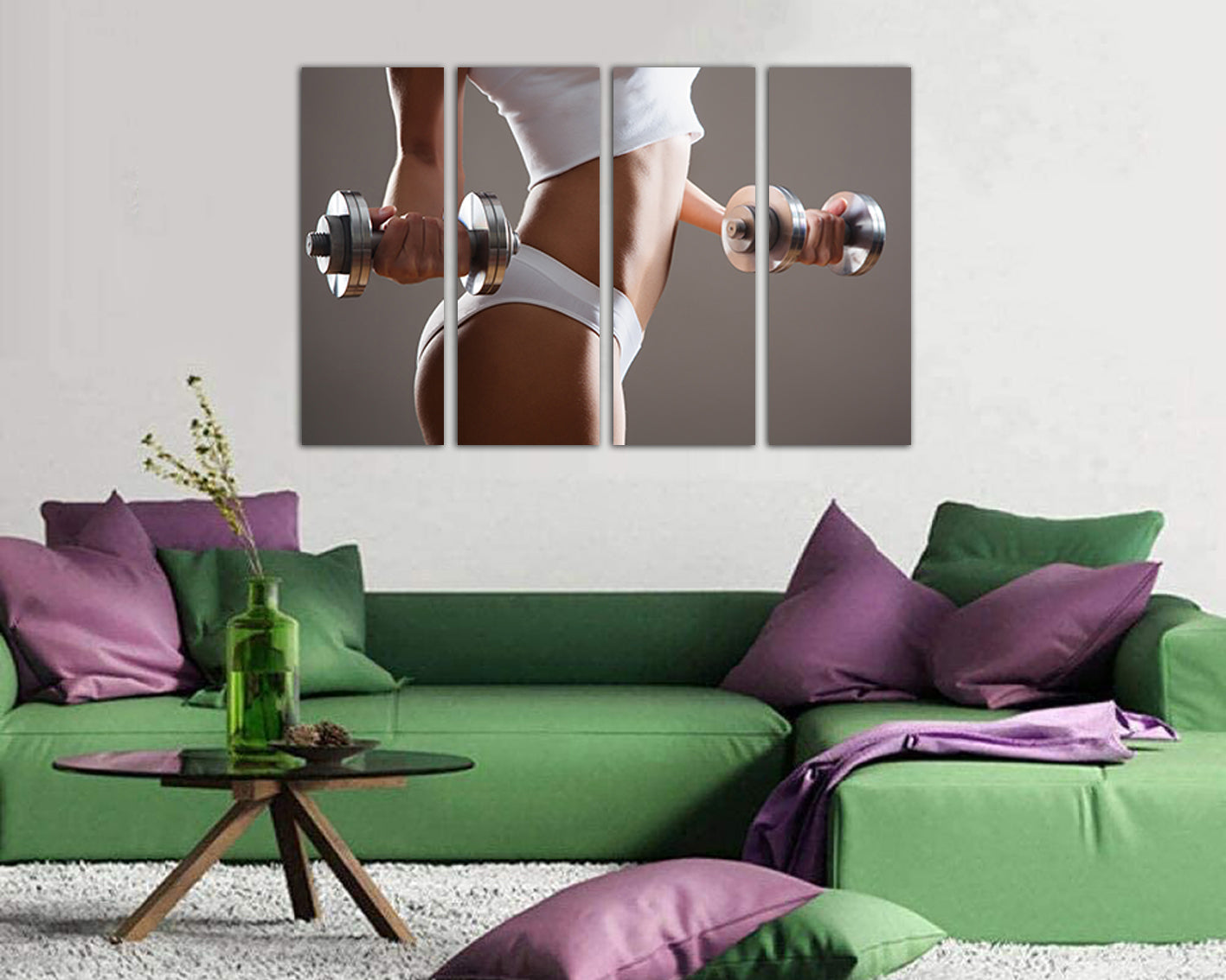 Fitness canvas panel Sports Dumbbell home art décor Gym print