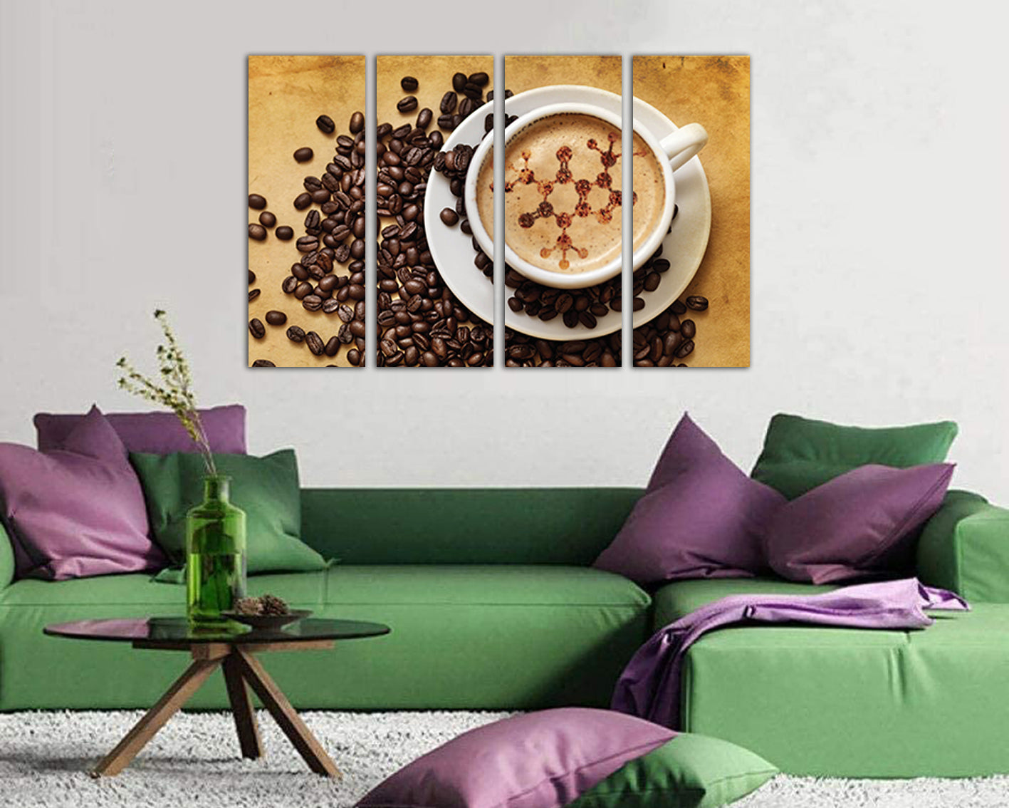 Coffee canvas Caffeine lover Chemical art Kitchen decor Drink print Loved drink