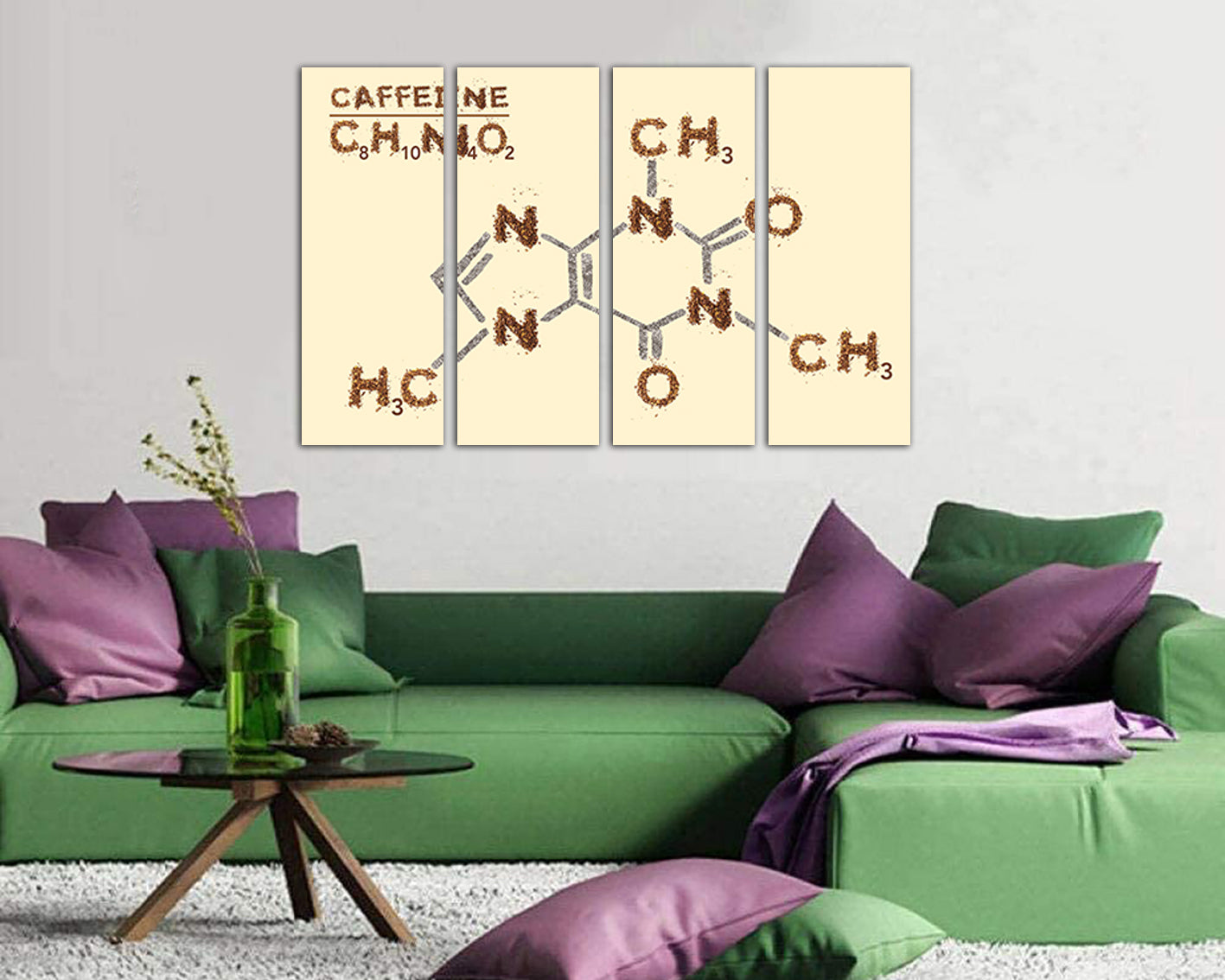 Caffeine Coffee lover Chemical canvas Science decor Barista gift Molecular formula art works