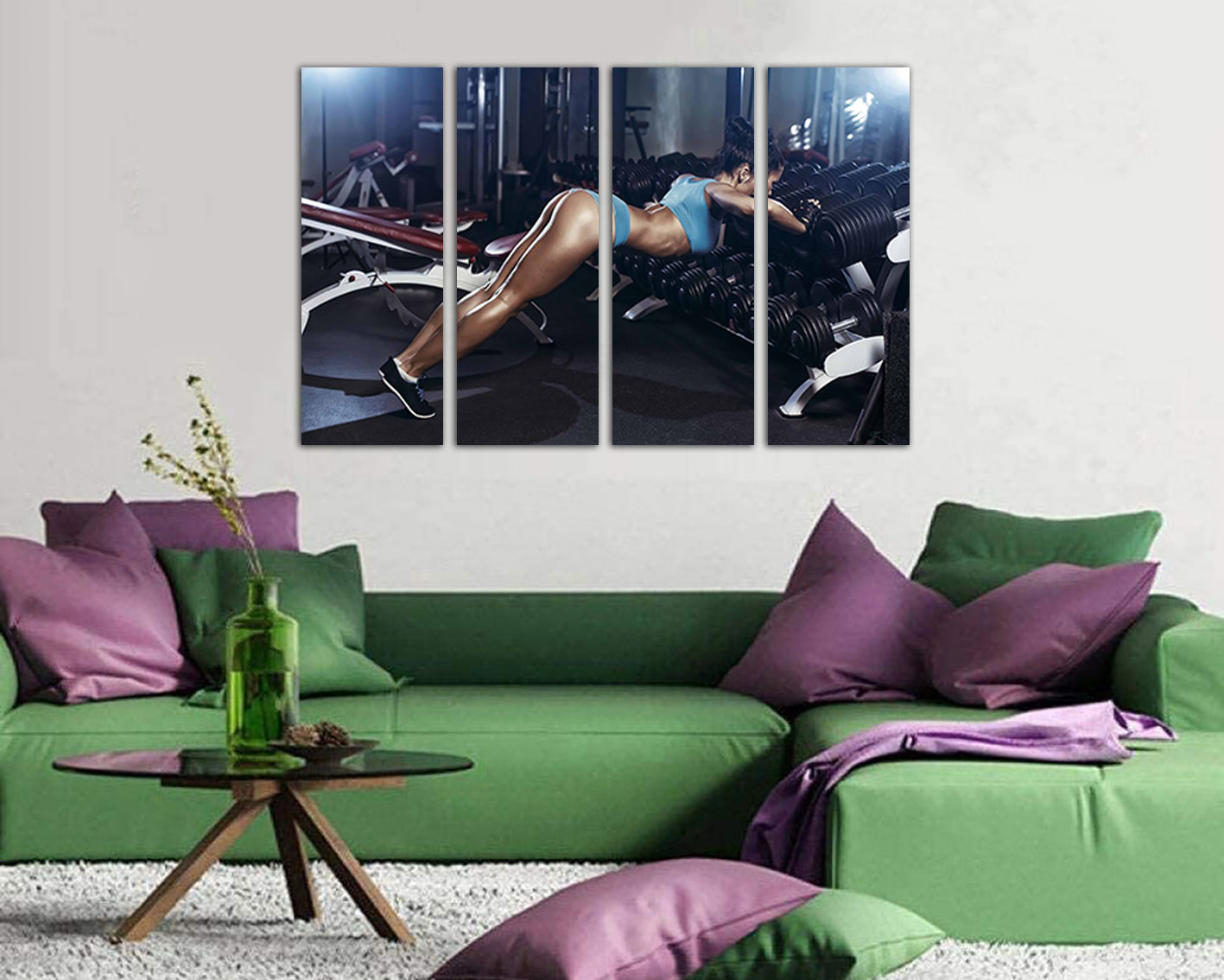 Fitness gym print Sports wall art Dumbbell canvas ready to hang